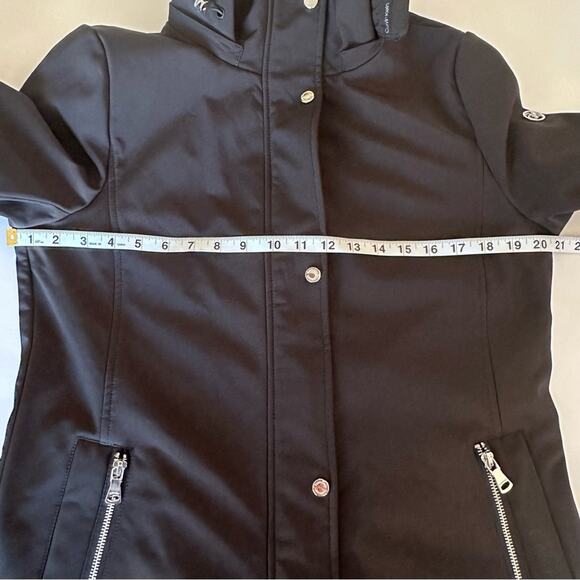 Calvin Klein Black Hooded Trench Coat Soft Shell Rain Jacket / Parka M - Picture 8 of 13